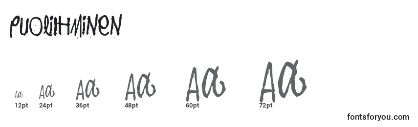 sizes of puoliihminen font, puoliihminen sizes