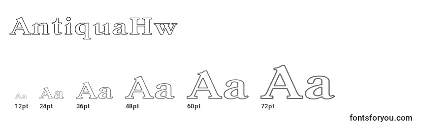 sizes of antiquahw font, antiquahw sizes