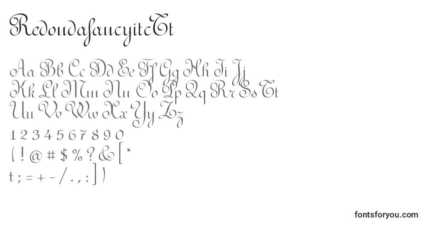 characters of redondafancyitctt font, letter of redondafancyitctt font, alphabet of  redondafancyitctt font
