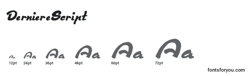 sizes of dernierescript font, dernierescript sizes
