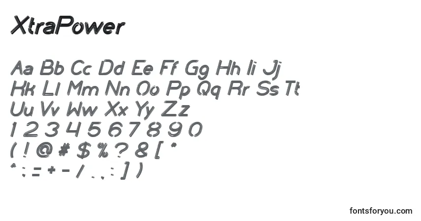 characters of xtrapower font, letter of xtrapower font, alphabet of  xtrapower font