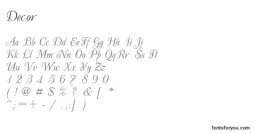 characters of decor font, letter of decor font, alphabet of  decor font