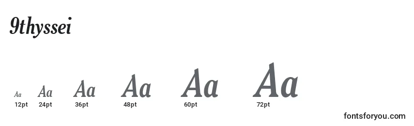 sizes of 9thyssei font, 9thyssei sizes