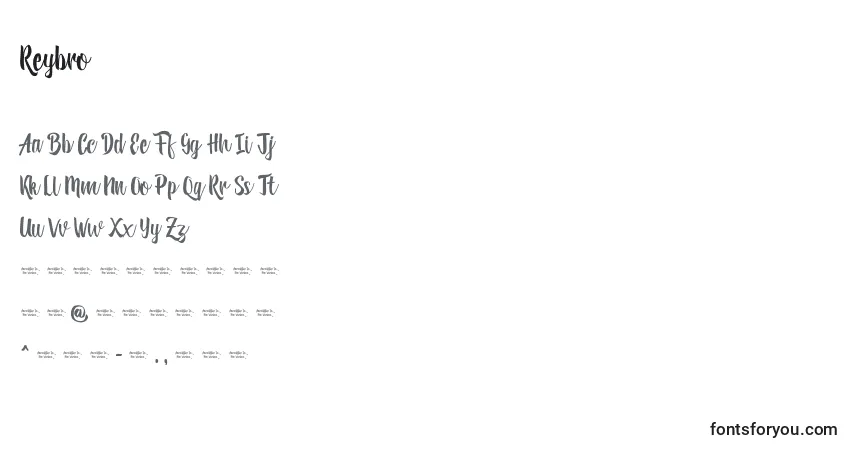 characters of reybro font, letter of reybro font, alphabet of  reybro font