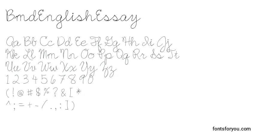 characters of bmdenglishessay font, letter of bmdenglishessay font, alphabet of  bmdenglishessay font