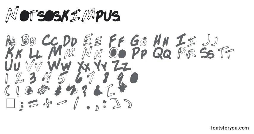 characters of notsoskimpus font, letter of notsoskimpus font, alphabet of  notsoskimpus font