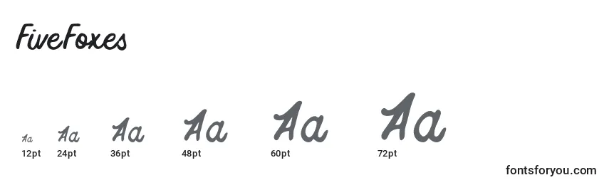 sizes of fivefoxes font, fivefoxes sizes