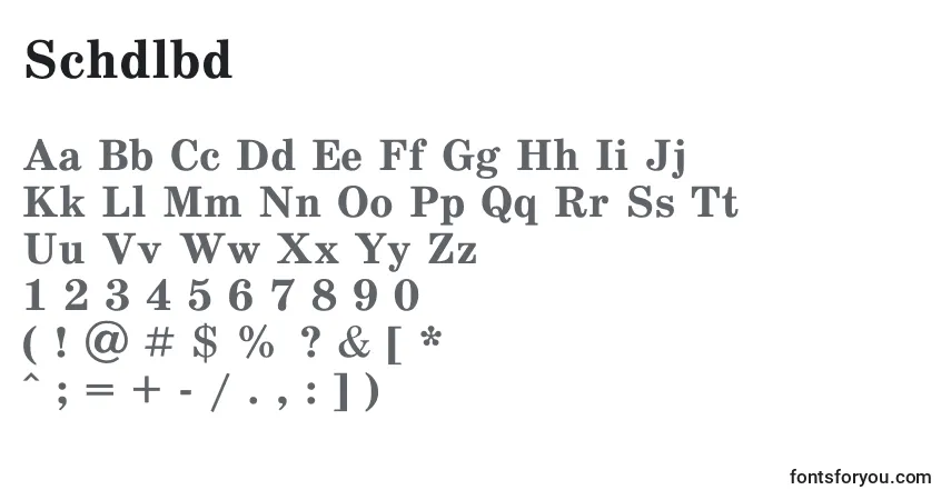 characters of schdlbd font, letter of schdlbd font, alphabet of  schdlbd font