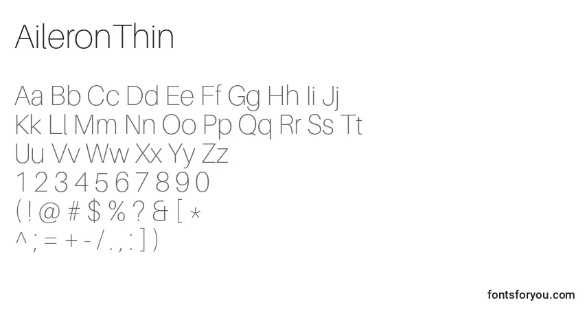 characters of aileronthin font, letter of aileronthin font, alphabet of  aileronthin font