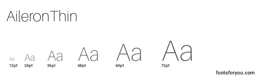 sizes of aileronthin font, aileronthin sizes