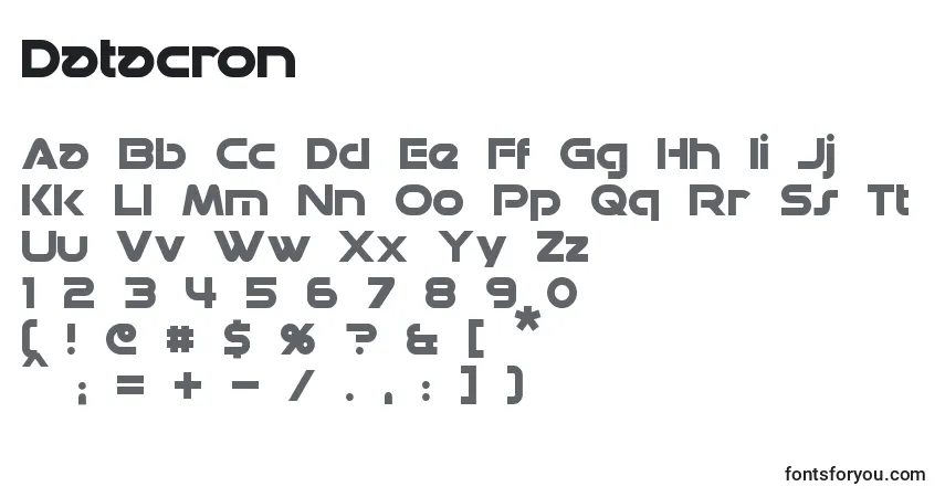 characters of datacron font, letter of datacron font, alphabet of  datacron font