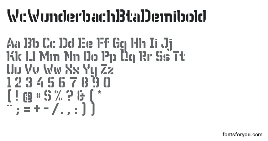 characters of wcwunderbachbtademibold font, letter of wcwunderbachbtademibold font, alphabet of  wcwunderbachbtademibold font