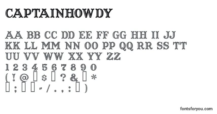 characters of captainhowdy font, letter of captainhowdy font, alphabet of  captainhowdy font