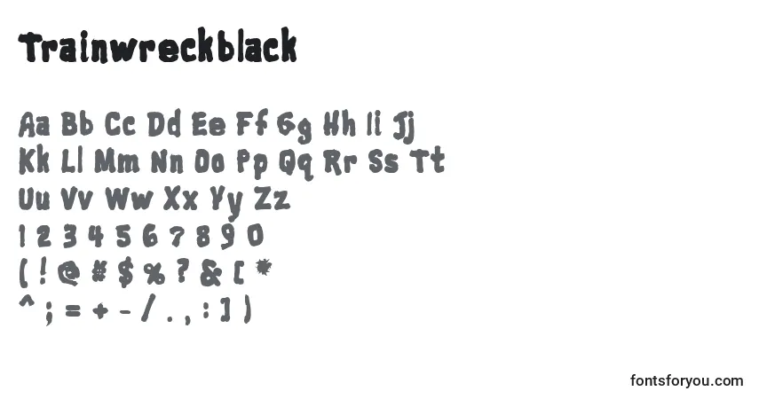 characters of trainwreckblack font, letter of trainwreckblack font, alphabet of  trainwreckblack font