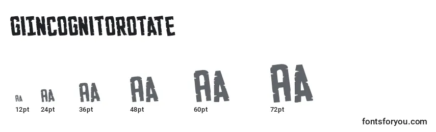 sizes of giincognitorotate font, giincognitorotate sizes