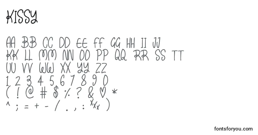characters of kissy font, letter of kissy font, alphabet of  kissy font