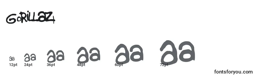 sizes of gorillaz1 font, gorillaz1 sizes