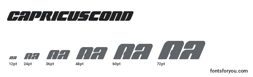 sizes of capricuscond font, capricuscond sizes