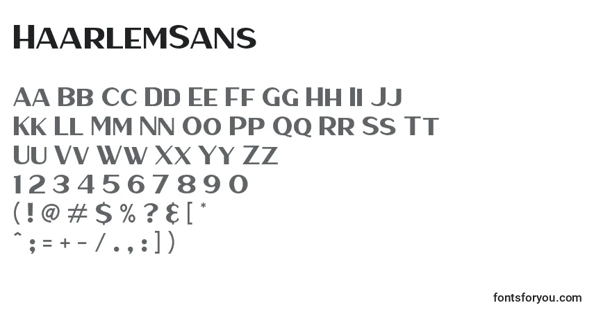 characters of haarlemsans font, letter of haarlemsans font, alphabet of  haarlemsans font