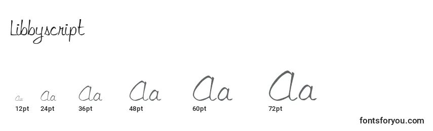 sizes of libbyscript font, libbyscript sizes