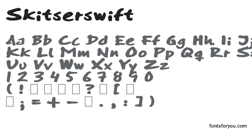 characters of skitserswift font, letter of skitserswift font, alphabet of  skitserswift font