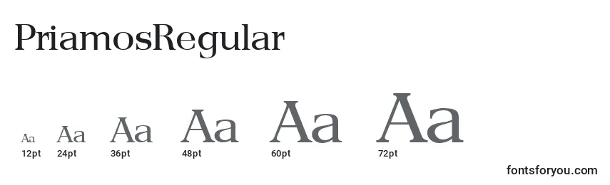 sizes of priamosregular font, priamosregular sizes