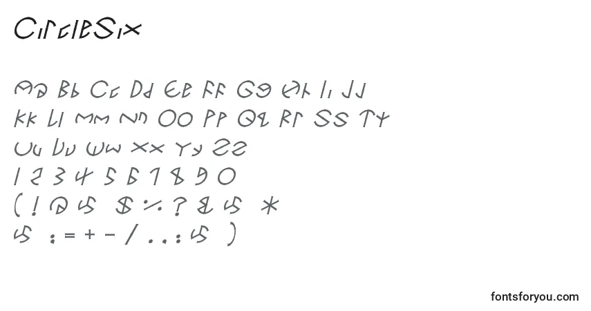 characters of circlesix font, letter of circlesix font, alphabet of  circlesix font