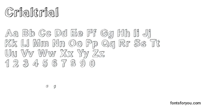 characters of crialtrial font, letter of crialtrial font, alphabet of  crialtrial font