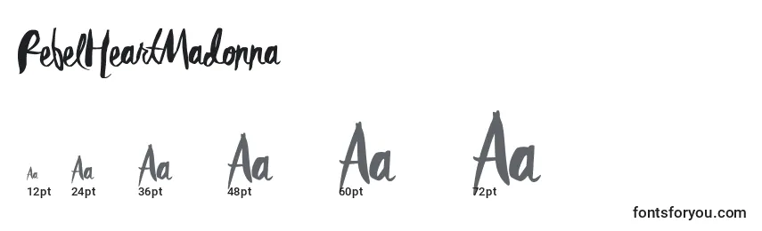 sizes of rebelheartmadonna font, rebelheartmadonna sizes