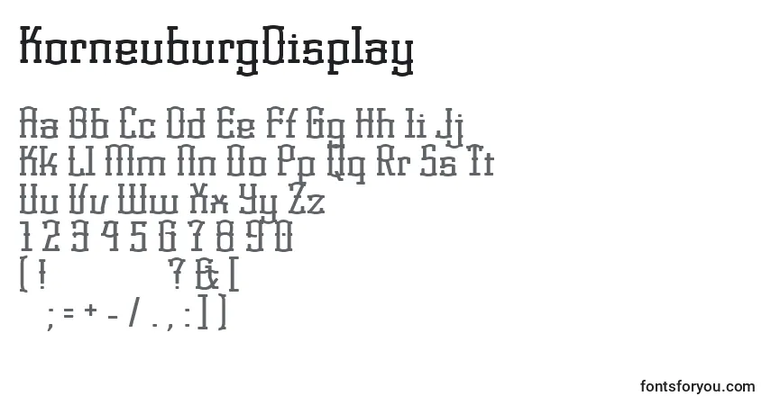 characters of korneuburgdisplay font, letter of korneuburgdisplay font, alphabet of  korneuburgdisplay font