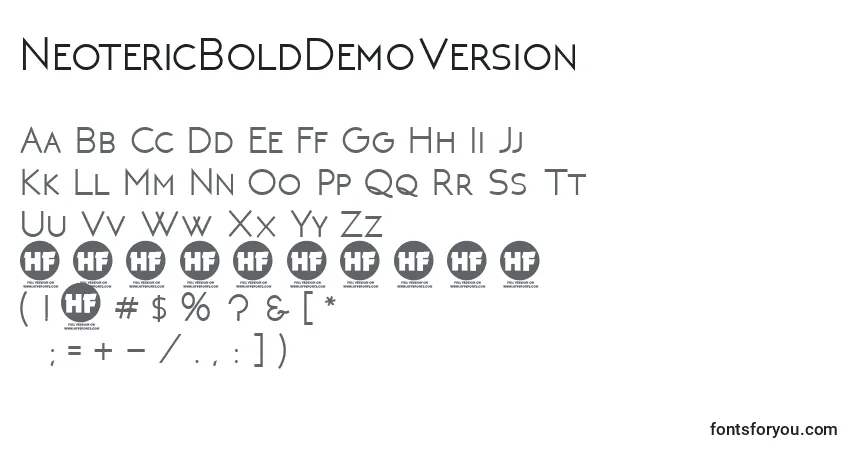 characters of neotericbolddemoversion font, letter of neotericbolddemoversion font, alphabet of  neotericbolddemoversion font