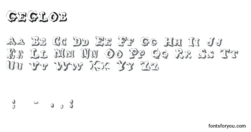 characters of geglob font, letter of geglob font, alphabet of  geglob font