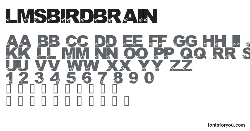characters of lmsbirdbrain font, letter of lmsbirdbrain font, alphabet of  lmsbirdbrain font