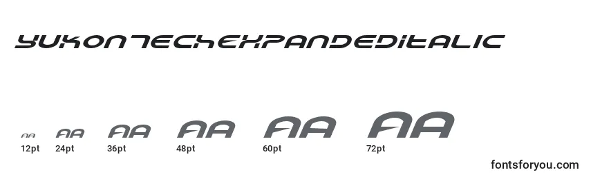 sizes of yukontechexpandeditalic font, yukontechexpandeditalic sizes