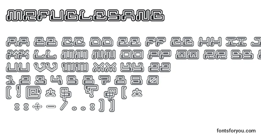 characters of mrfuglesang font, letter of mrfuglesang font, alphabet of  mrfuglesang font