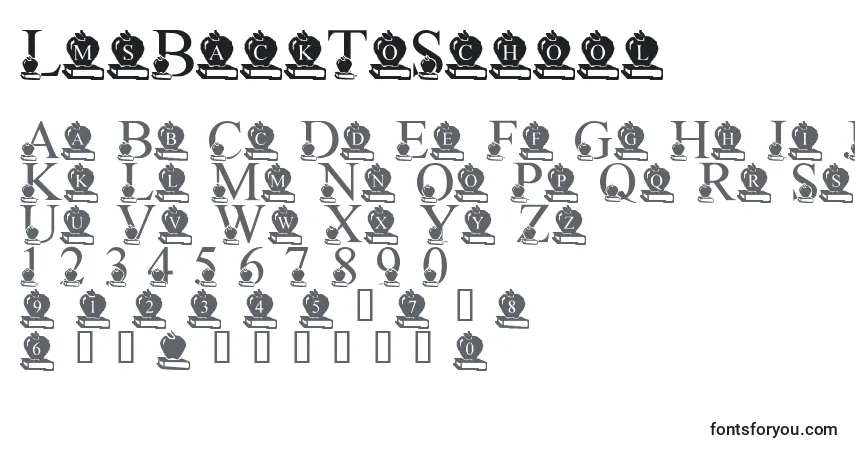 characters of lmsbacktoschool font, letter of lmsbacktoschool font, alphabet of  lmsbacktoschool font