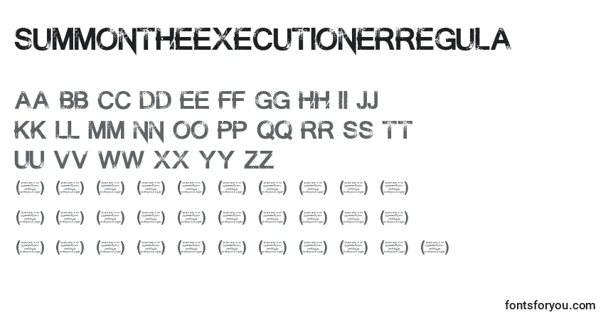 characters of summontheexecutionerregula font, letter of summontheexecutionerregula font, alphabet of  summontheexecutionerregula font