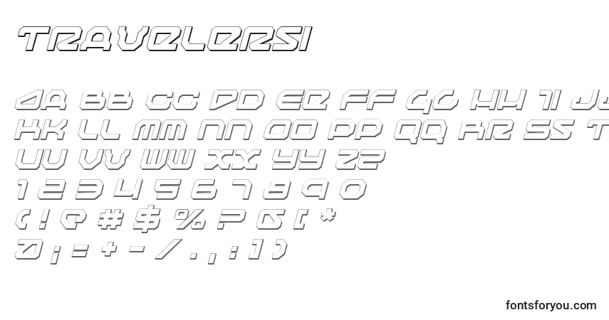 characters of travelersi font, letter of travelersi font, alphabet of  travelersi font