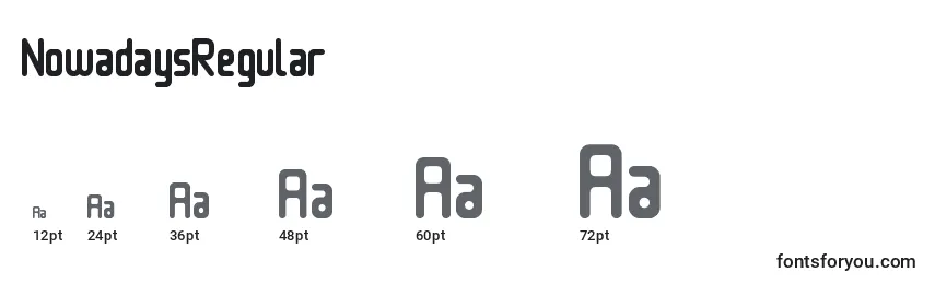 sizes of nowadaysregular font, nowadaysregular sizes