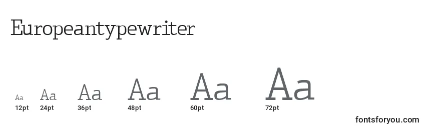 sizes of europeantypewriter font, europeantypewriter sizes