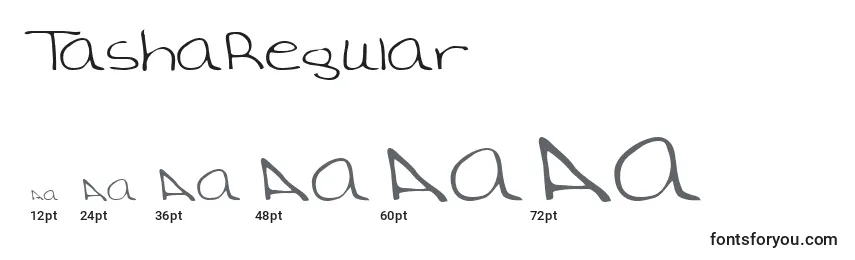 sizes of tasharegular font, tasharegular sizes