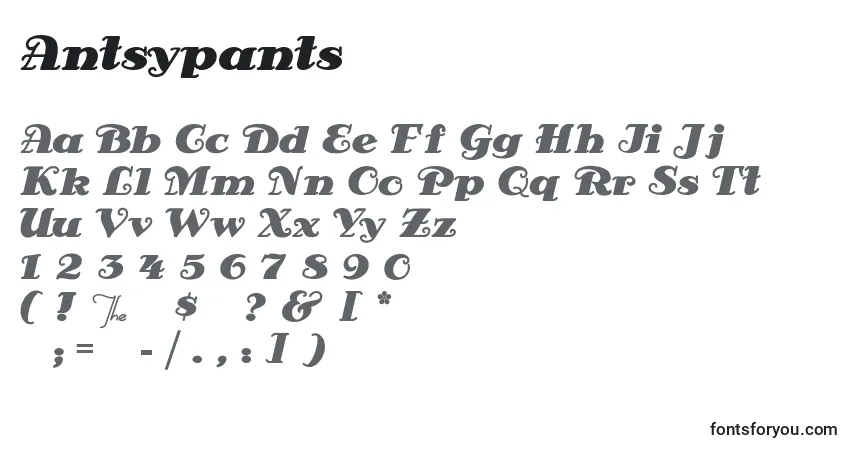 characters of antsypants font, letter of antsypants font, alphabet of  antsypants font