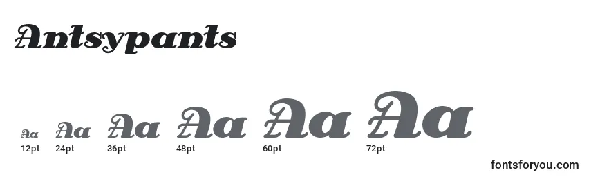 sizes of antsypants font, antsypants sizes
