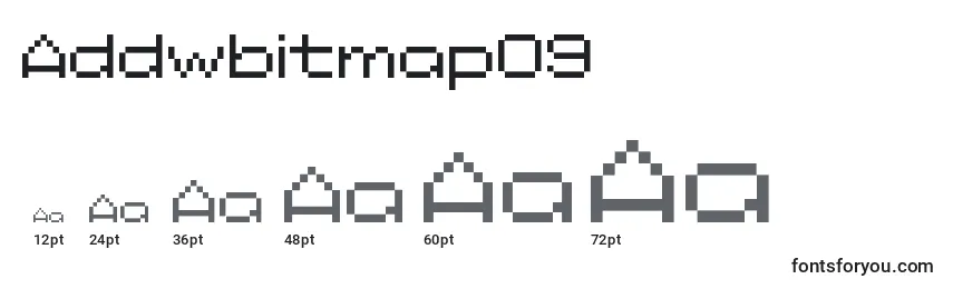 sizes of addwbitmap09 font, addwbitmap09 sizes