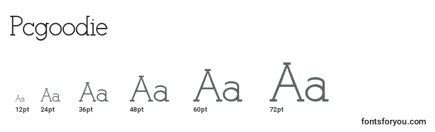 sizes of pcgoodie font, pcgoodie sizes
