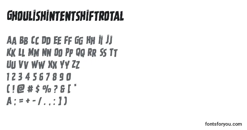 characters of ghoulishintentshiftrotal font, letter of ghoulishintentshiftrotal font, alphabet of  ghoulishintentshiftrotal font