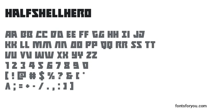 characters of halfshellhero font, letter of halfshellhero font, alphabet of  halfshellhero font