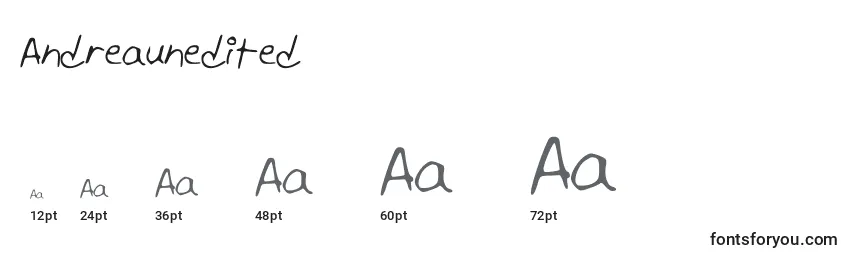 sizes of andreaunedited font, andreaunedited sizes