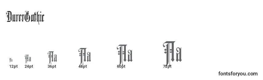 sizes of durergothic font, durergothic sizes