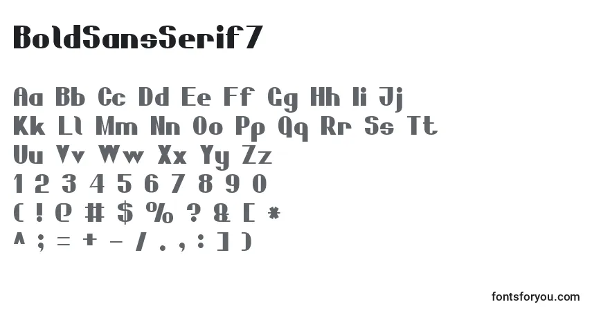 characters of boldsansserif7 font, letter of boldsansserif7 font, alphabet of  boldsansserif7 font
